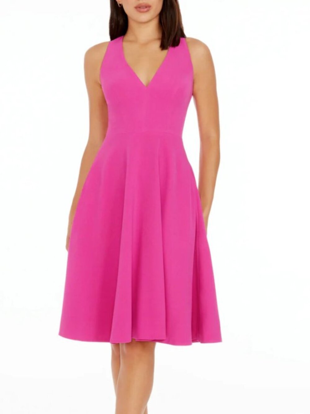 Hot Pink V-Neck Sleeveless Dress Size Medium - Dress the Popularion